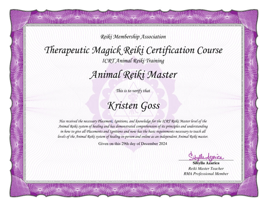 ICRT Animal Reiki Master Teacher